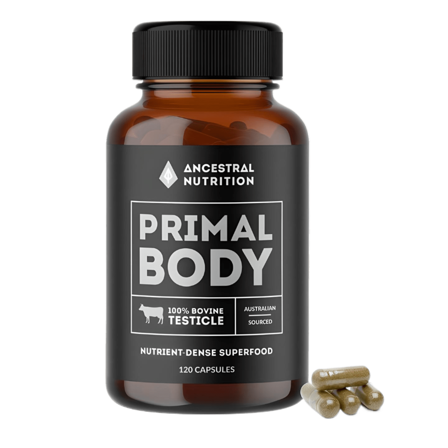Ancestral Nutrition Primal Body Grass Fed Bovine Testicle 120 Capsules - JING Organics