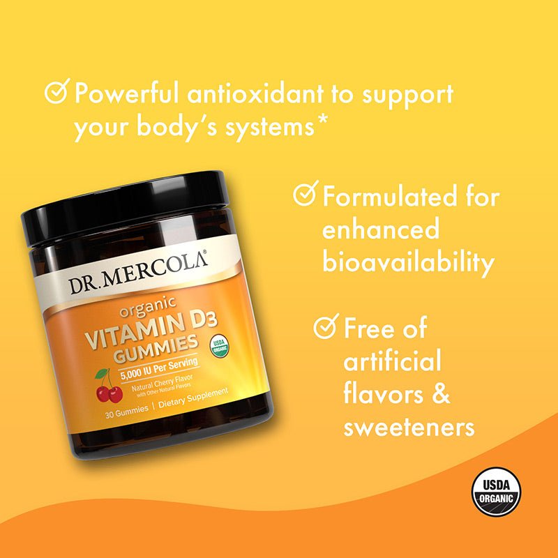 Dr. Mercola Organic Vitamin D3 Cherry 30 Gummies - JING Organics