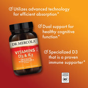 Dr. Mercola Vitamin D3 & K2 90 Capsules - JING Organics