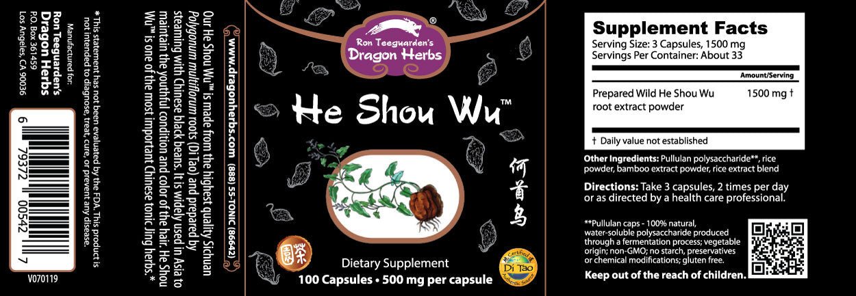 Dragon Herbs He Shou Wu 100 Capsules - JING Organics
