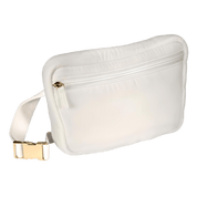 Living Libations Puffer Hip Bag with EMF Shield in Wisteria White - JING Organics
