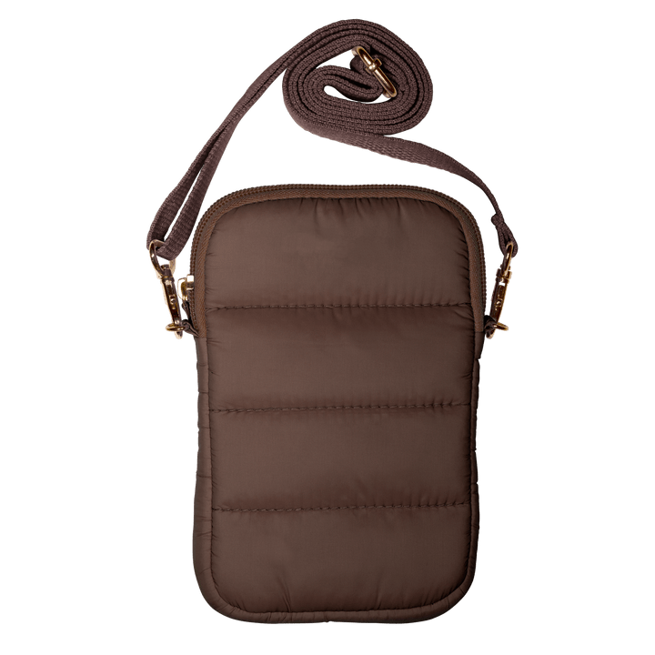 Living Libations Super Sling Puffer Traveller with EMF Shield in Coffee Bean - JING Organics