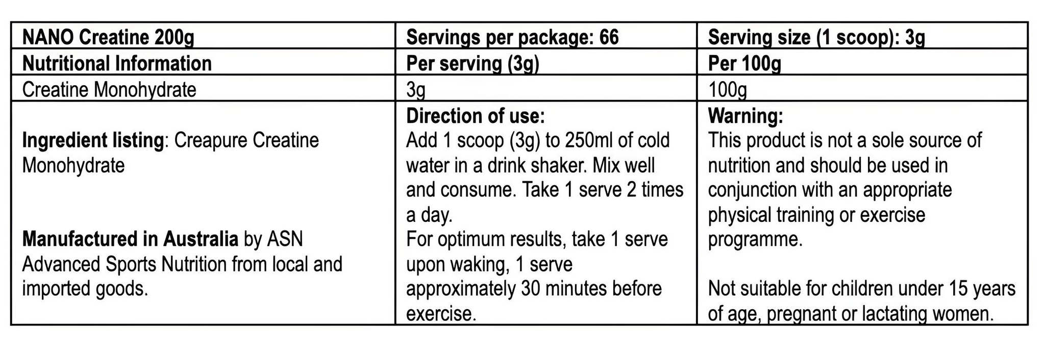 ASN 纳米肌酸 200g