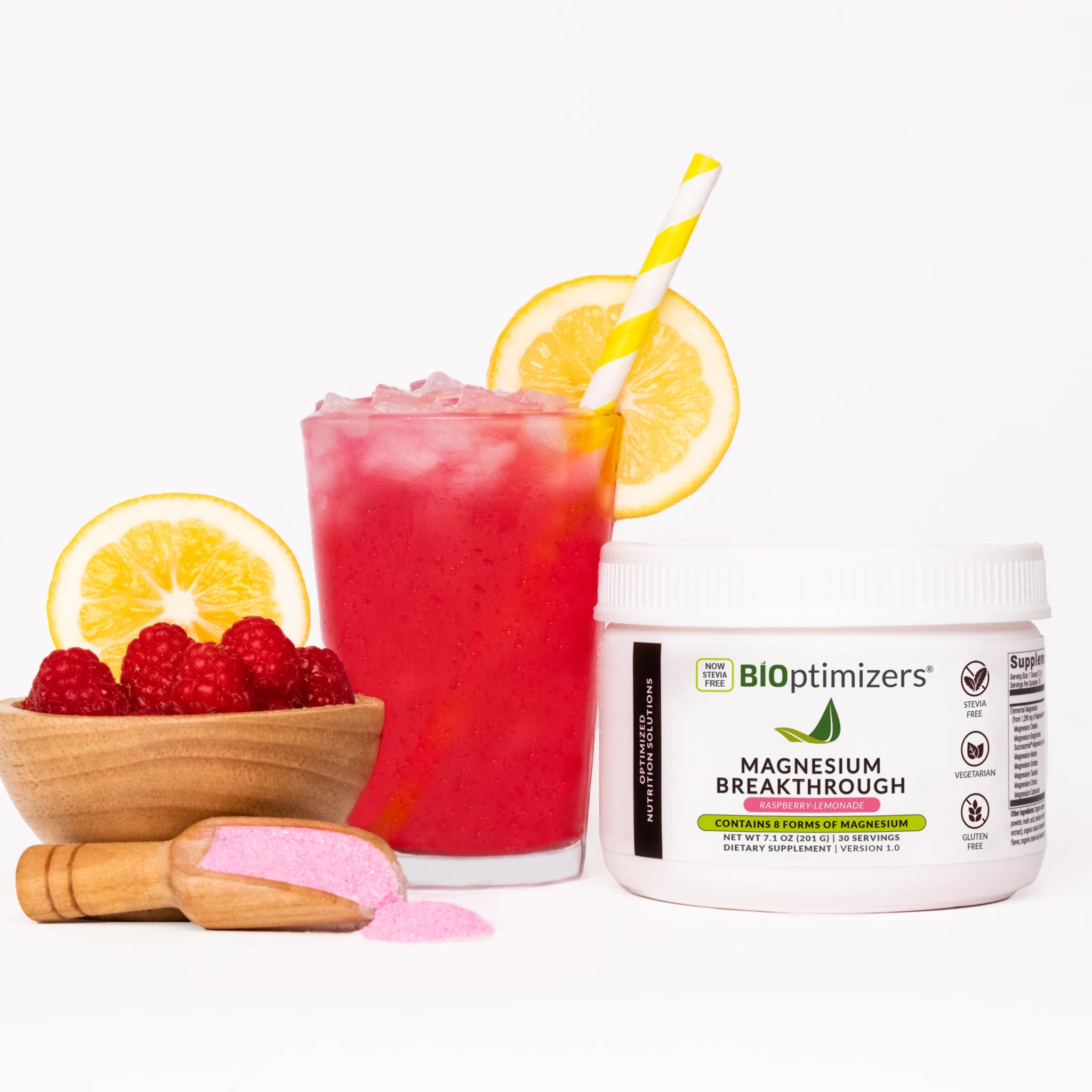BIOptimizers Magnesium Breakthrough Drink Powder Raspberry Lemonade 201g