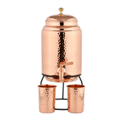Copper Culture 5L Pure Copper Water Dispenser with 300ml Cups & Stand