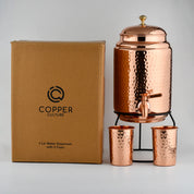 Copper Culture 5L Pure Copper Water Dispenser with 300ml Cups & Stand