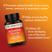 Dr. Mercola Vitamins D3 & K2 Low Dose 30 Capsules