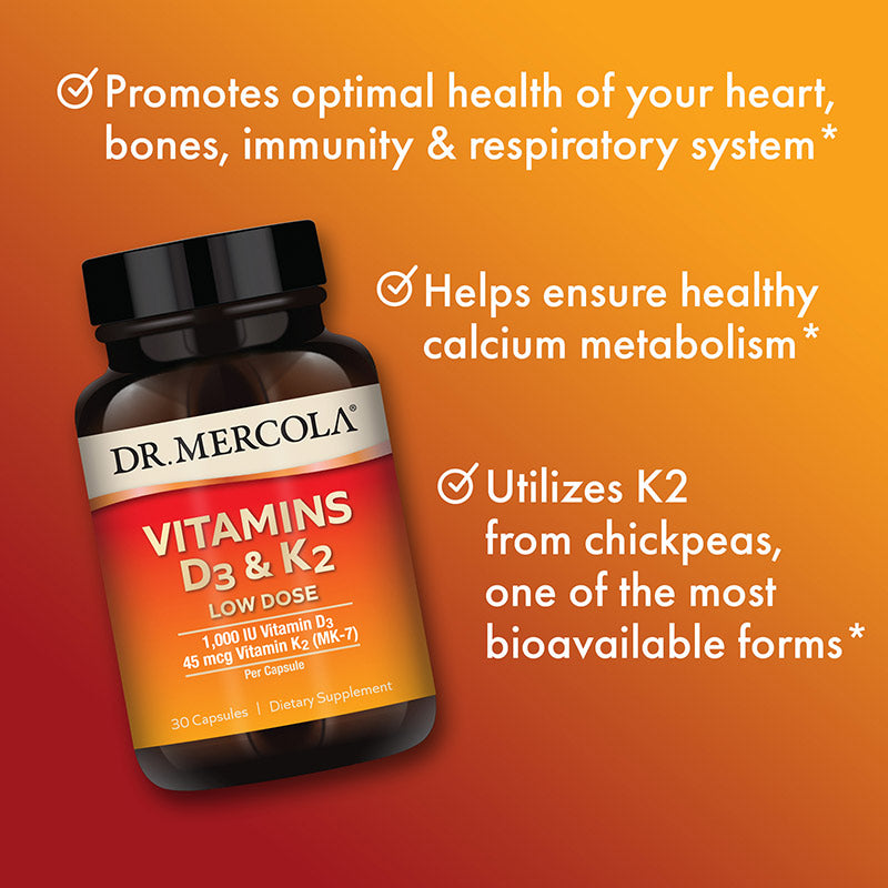 Dr. Mercola Vitamins D3 & K2 Low Dose 30 Capsules