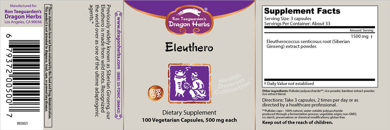 Dragon Herbs Eleuthero 100 Capsules