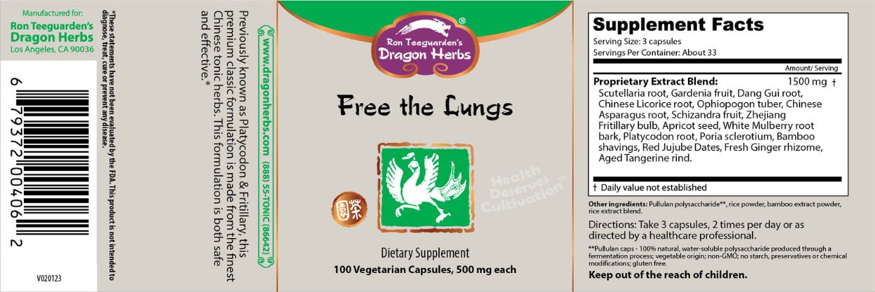 Dragon Herbs Libera los Pulmones 100 cápsulas