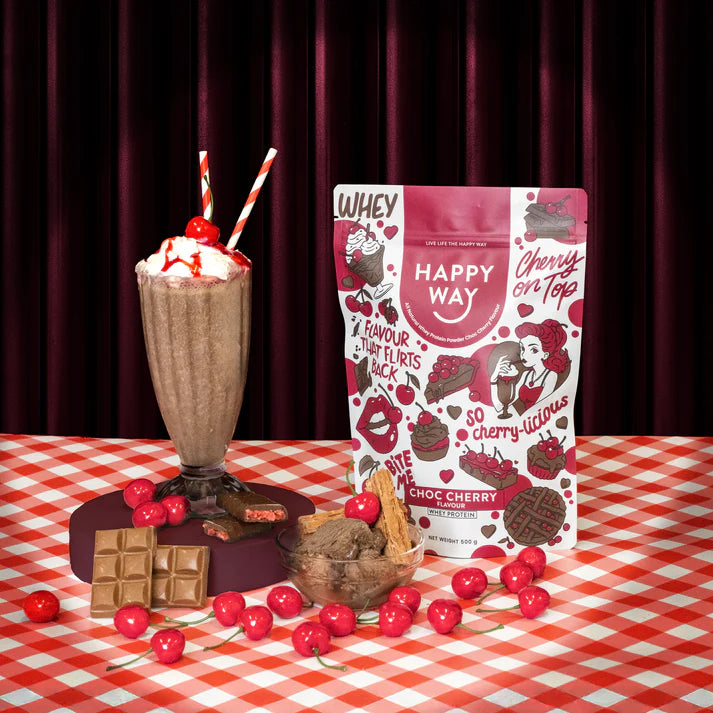 Happy Way Choc Cherry Whey Protein Powder 500g