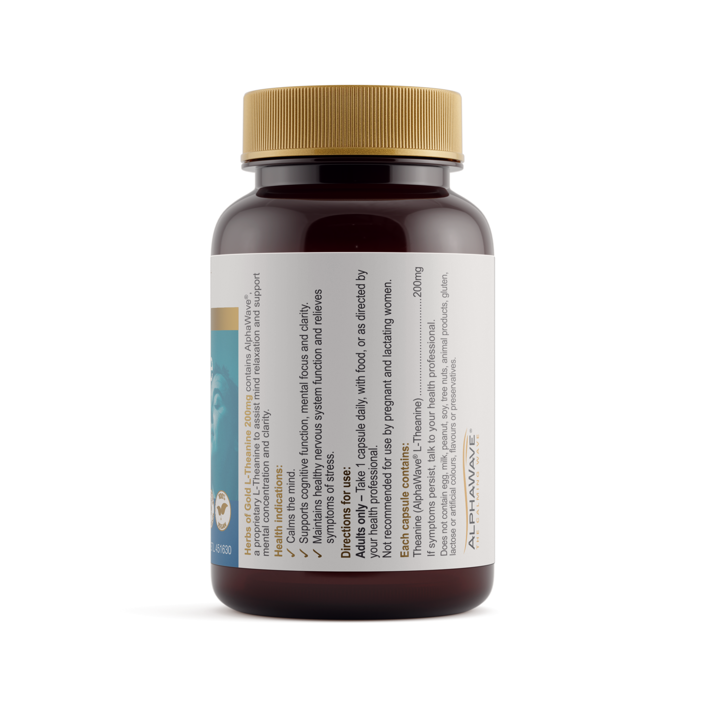 Herbs of Gold L-Theanine 200mg 30 Capsules