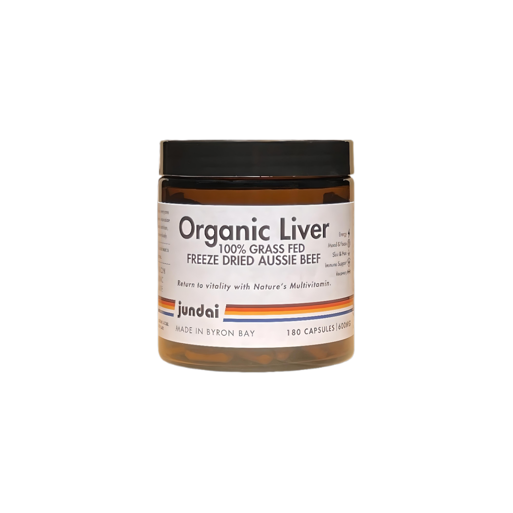 Jundai Organic Freeze Dried Beef Liver 180 Capsules