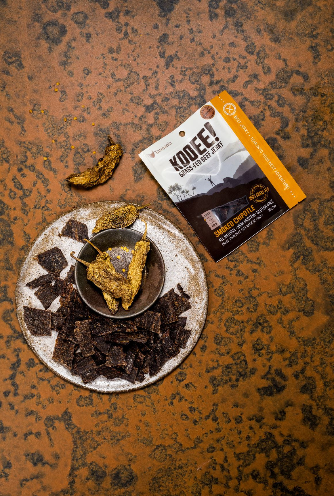Kooee Grass-Fed Beef Jerky Smoked Chipotle 30g