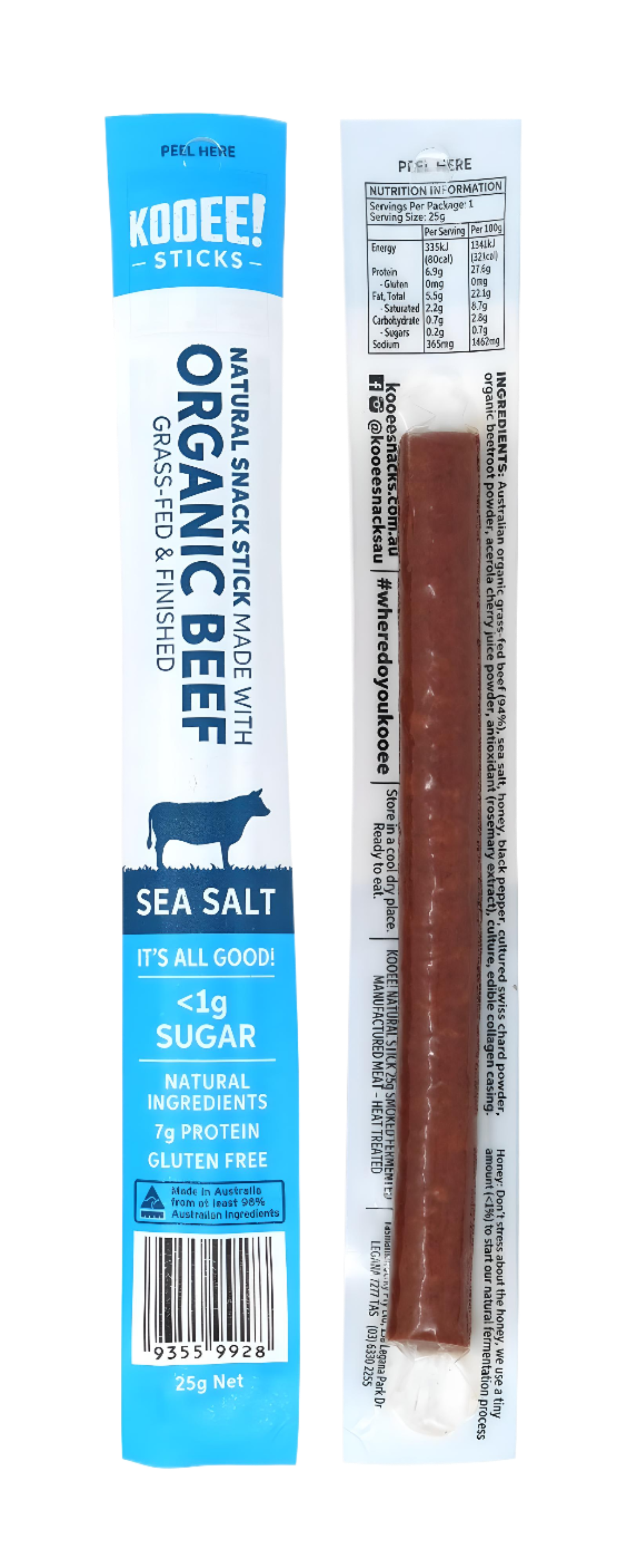 Kooee Grass-Fed Beef Snack Stick Sea Salt 25g