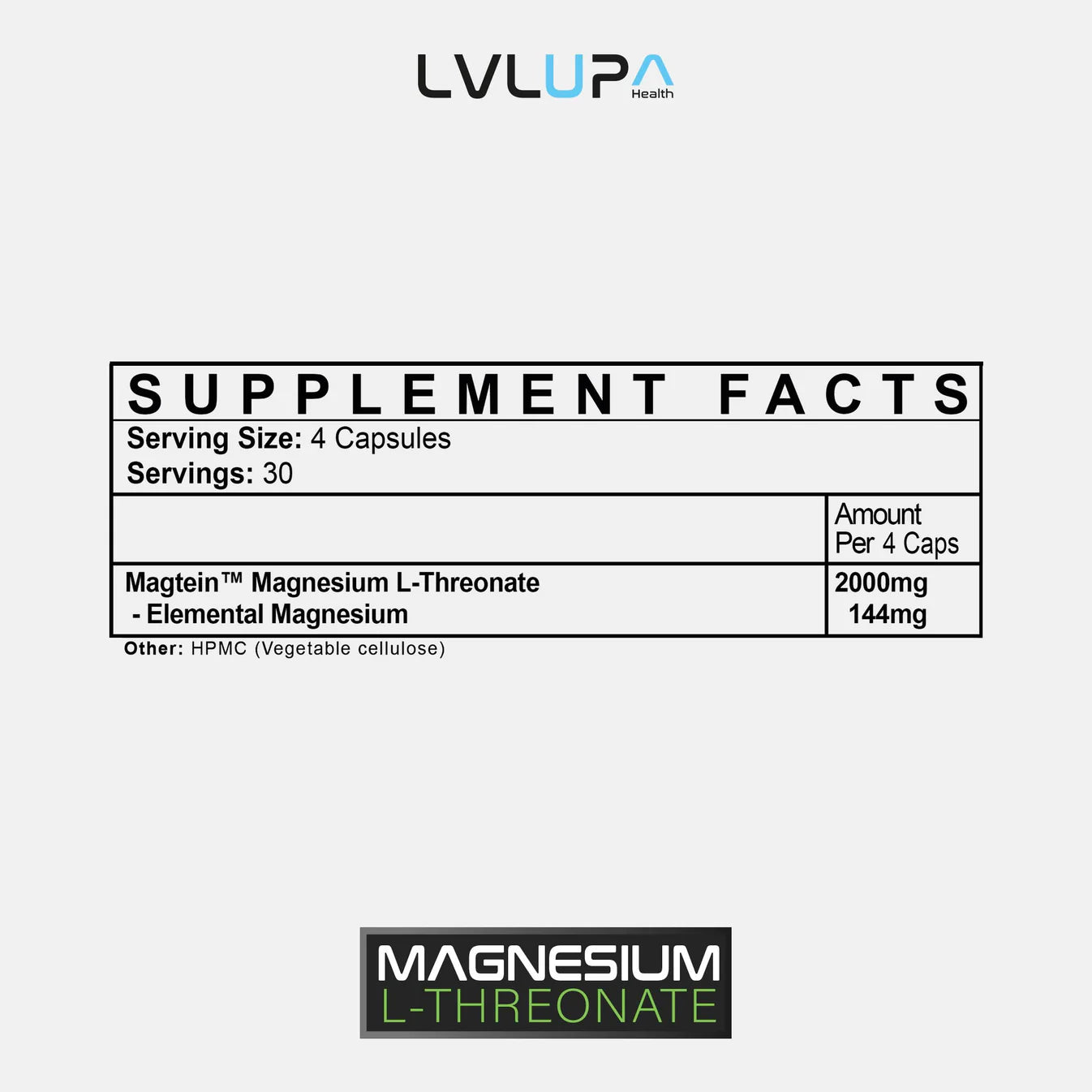LVLUP Health Magnesium L-Threonate 90 Capsules