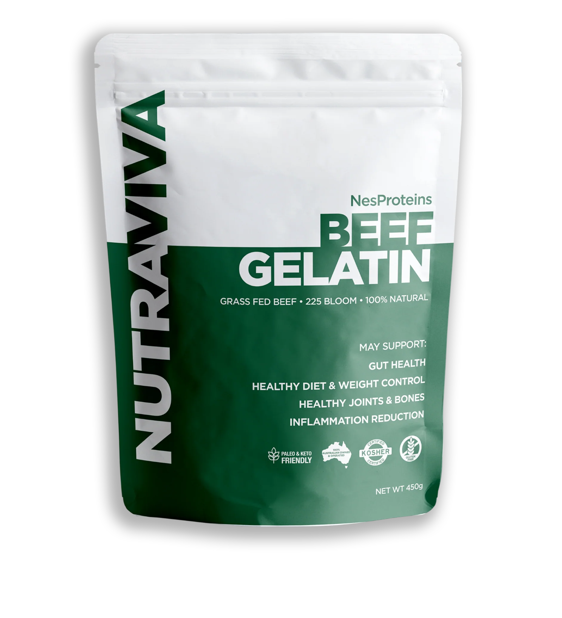 Nutraviva Nesproteins Grass Fed Beef Gelatin Unflavoured 450g