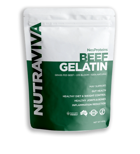 Nutraviva Nesproteins Gelatina de Carne de Res Alimentada con Pasto Sin Sabor 450g