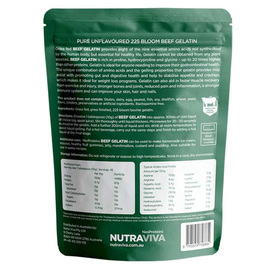 Nutraviva Nesproteins Grass Fed Beef Gelatin Unflavoured 450g