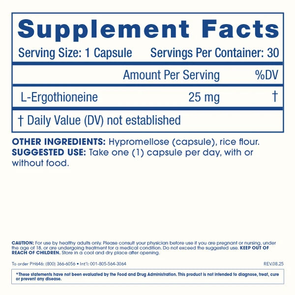 Prohealth L-Ergothinoneine 25 mg 30 Capsules