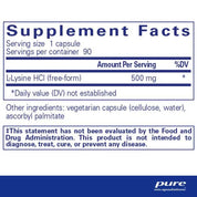 Pure Encapsulations l-Lysine 90 Capsules