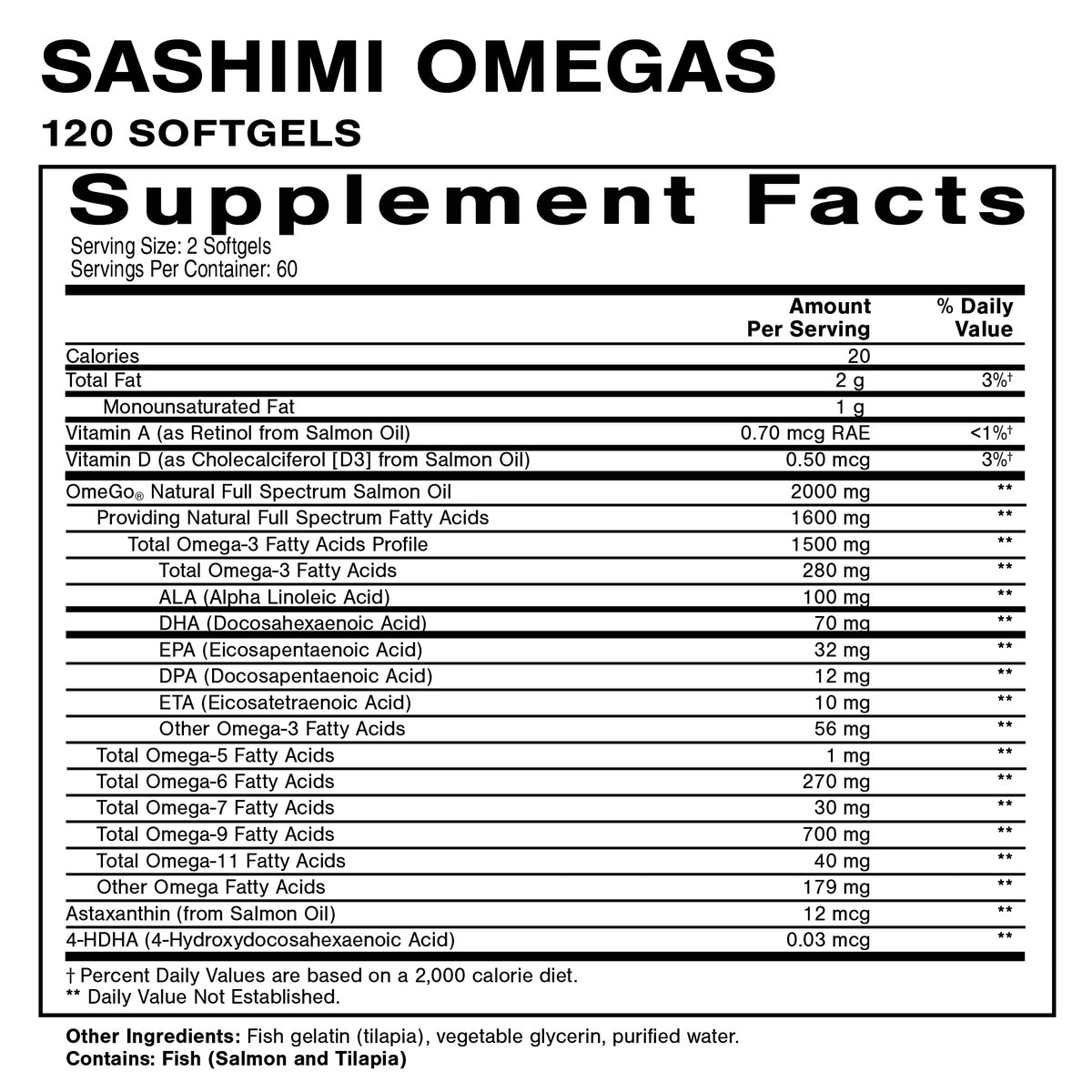 Quicksilver Scientific Sashimi Omegas Full Spectrum Salmon Oil 120 Softgels