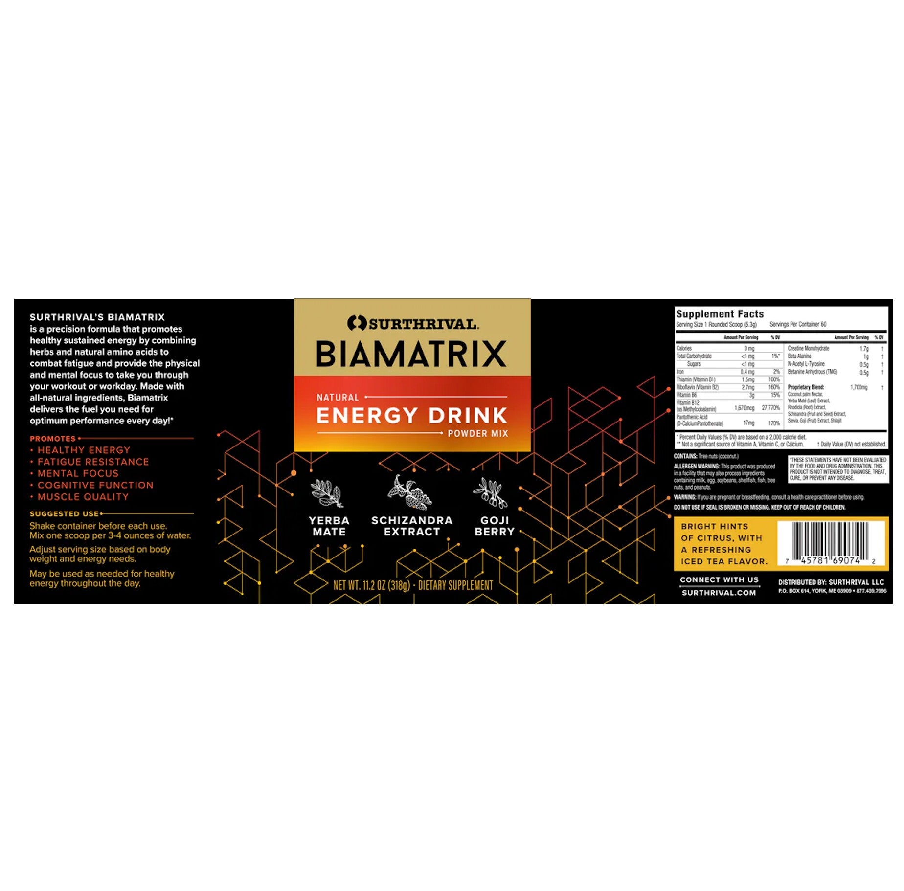 Surthrival Biamatrix Pre-Workout Drink Powder Mix 318g