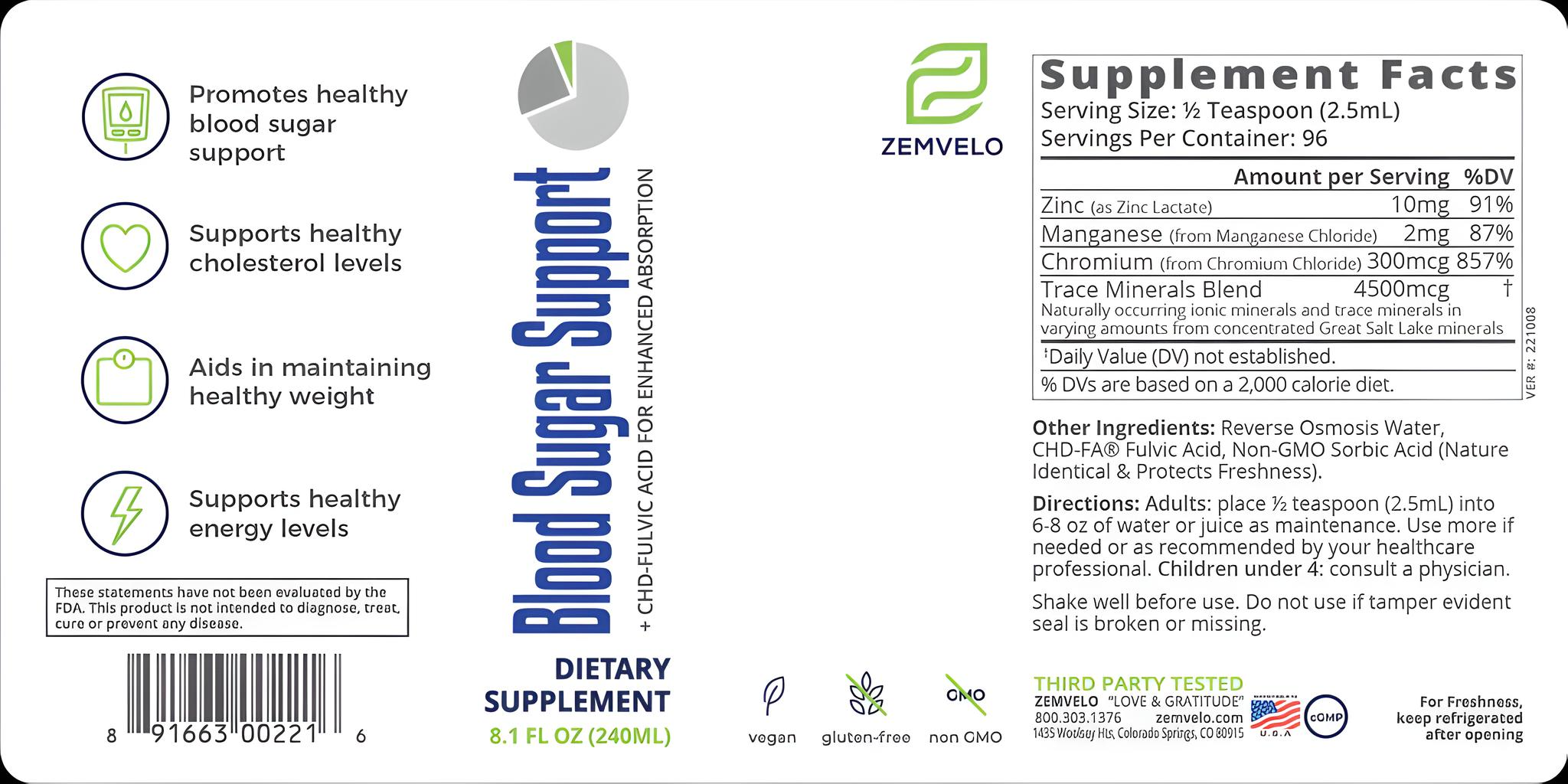 Zemvelo Blood Sugar Support 240ml