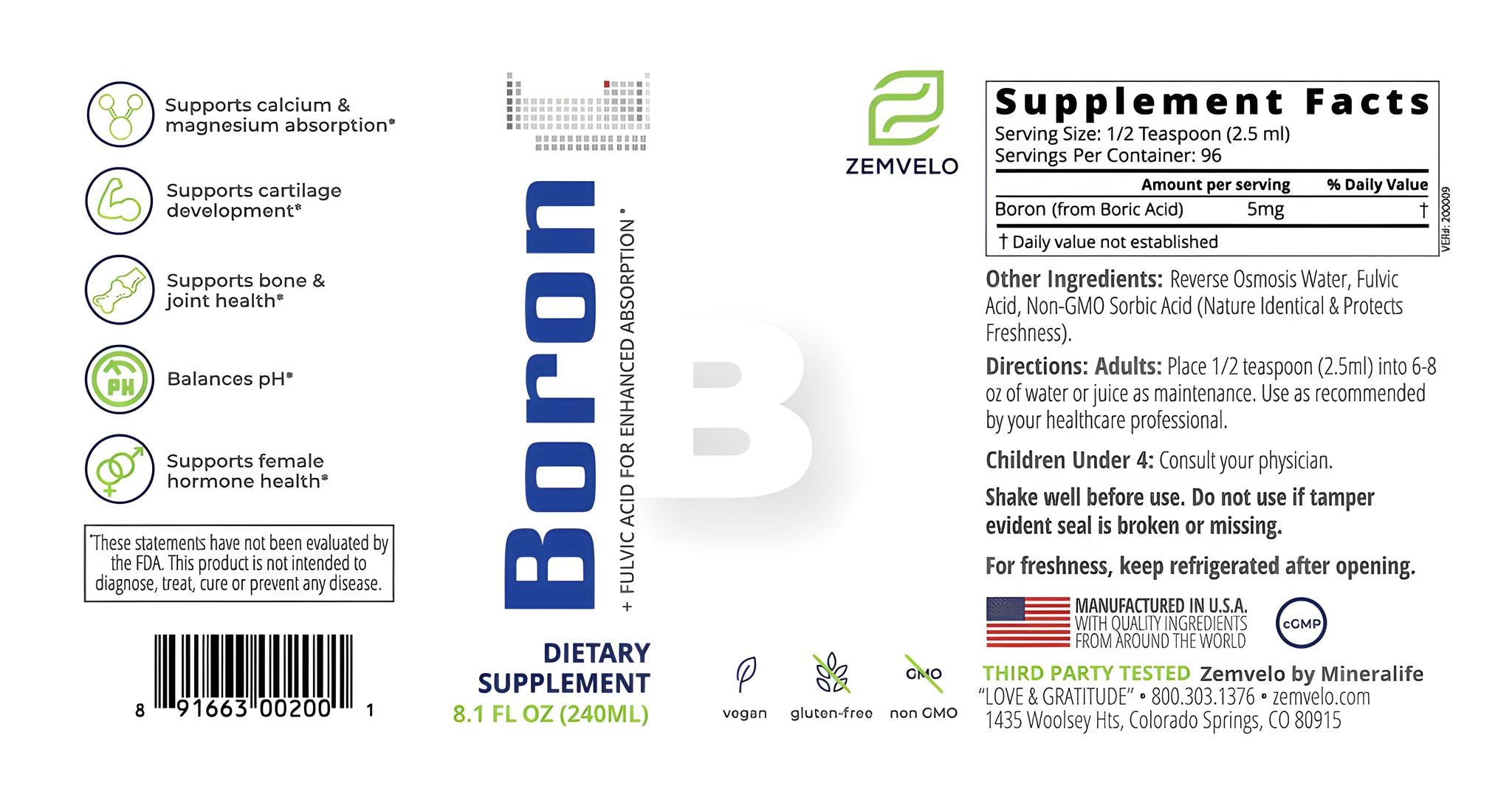 Zemvelo Boron 240ml