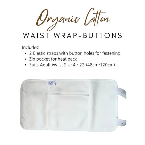A Better 1 Piece Waist Wrap Organic Cotton Castor Oil Pack - Buttons - JING