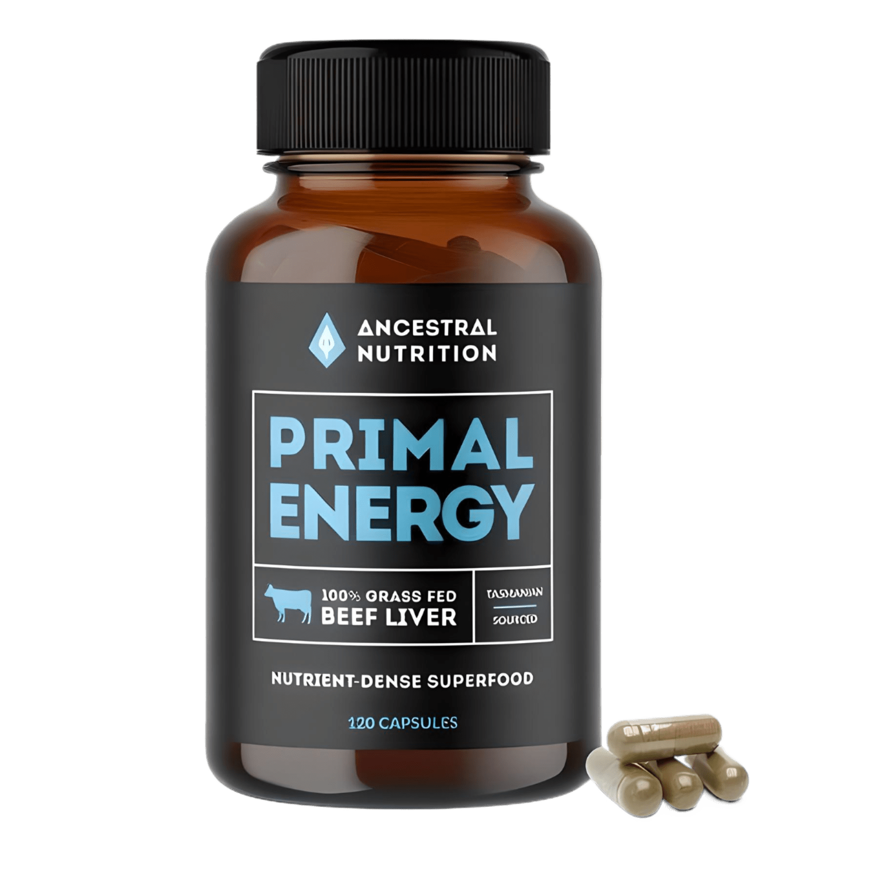 Ancestral Nutrition Primal Energy Beef Liver 120 Capsules - JING Organics