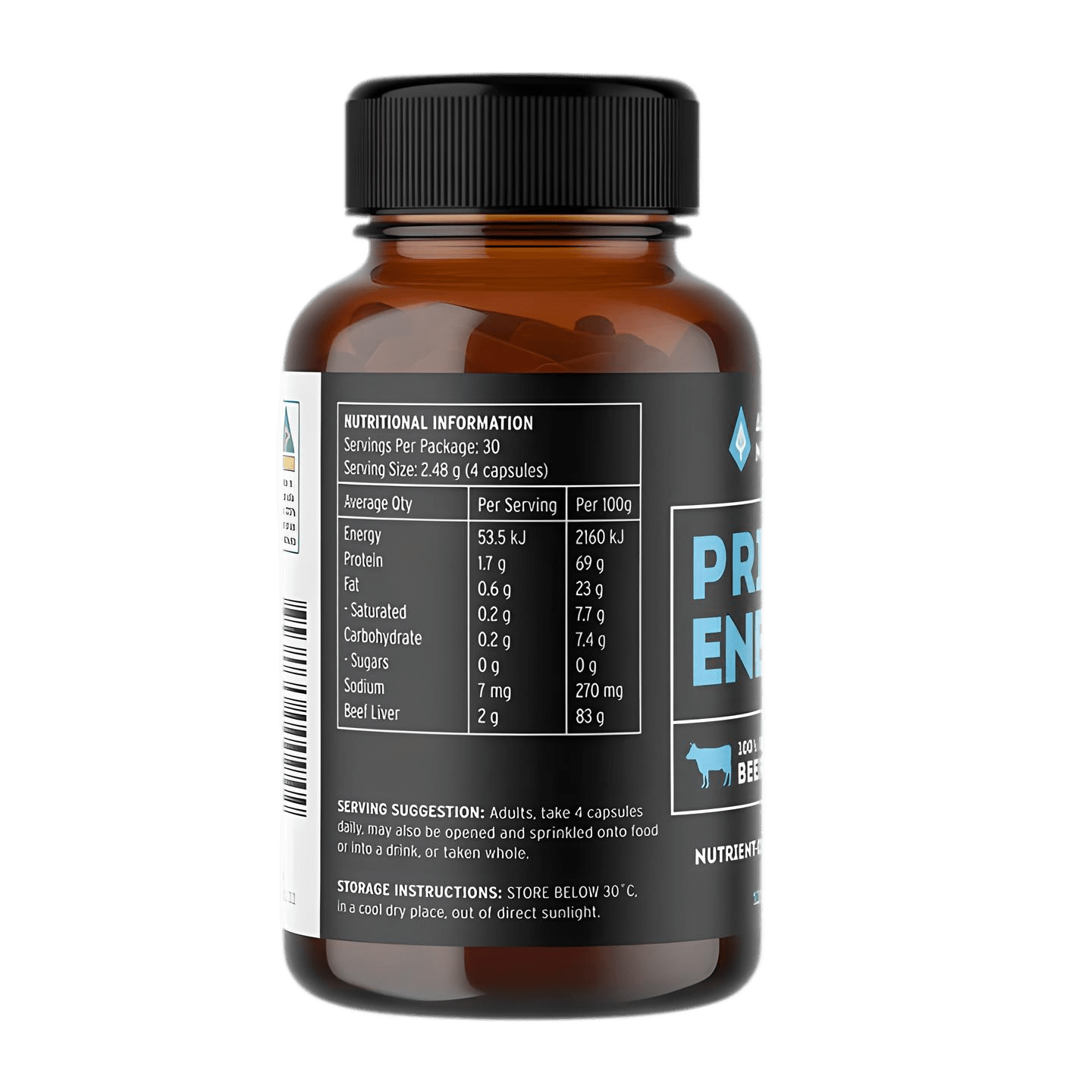 Ancestral Nutrition Primal Energy Beef Liver 120 Capsules - JING Organics