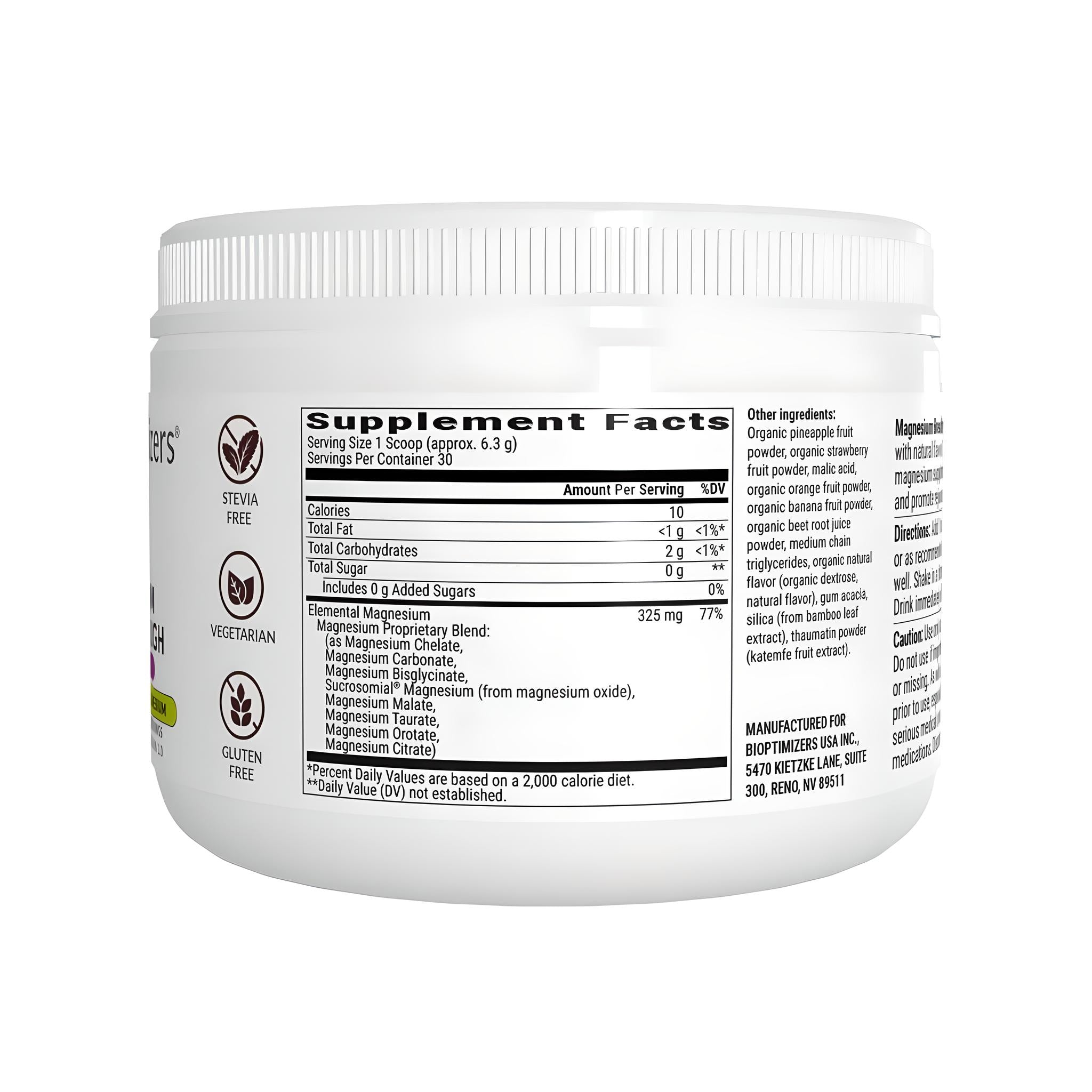 BIOptimizers Magnesium Breakthrough Drink Powder Fruit Punch 189g - JING Organics
