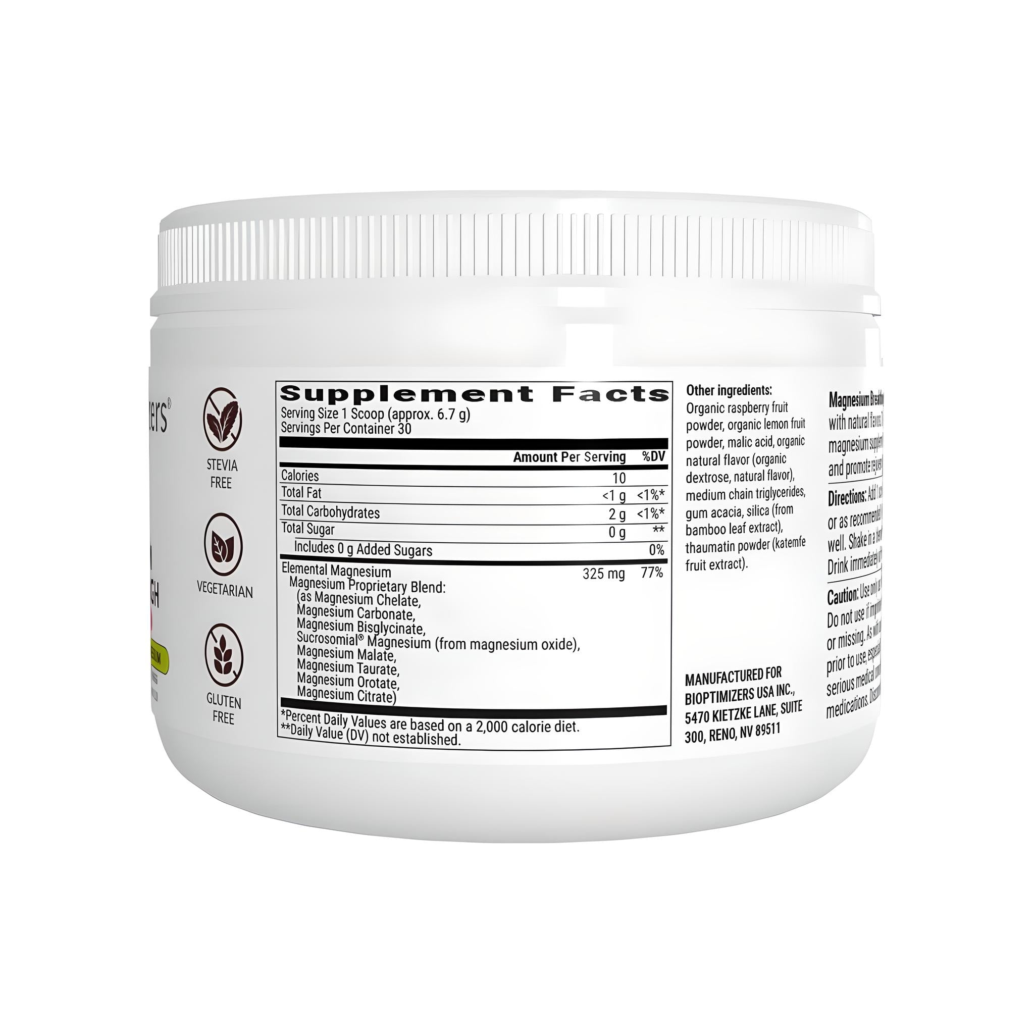 BIOptimizers Magnesium Breakthrough Drink Powder Raspberry Lemonade 201g - JING Organics