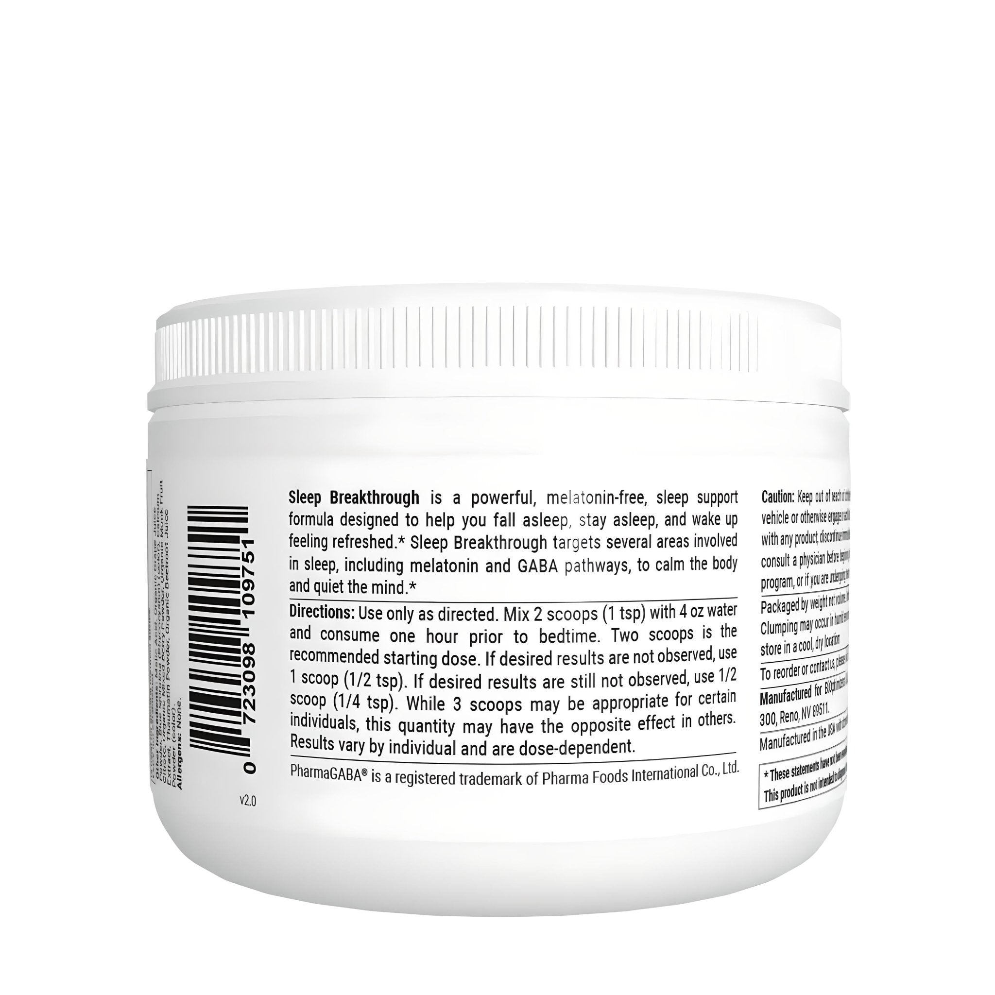 BIOptimizers Sleep Breakthrough Blueberry Dreams 206g - JING Organics