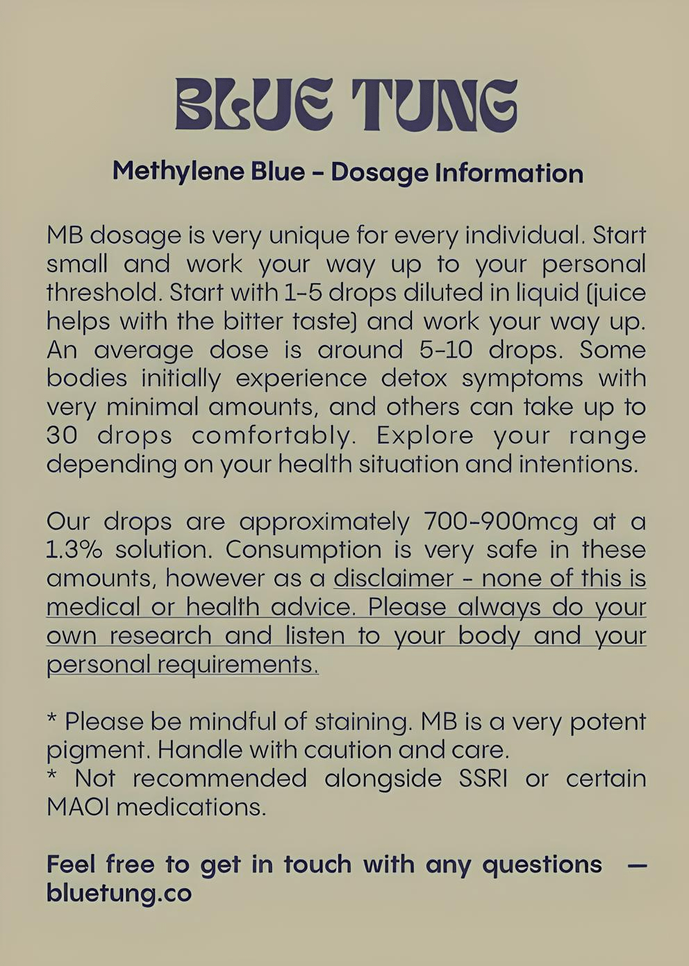 Blue Tung Methylene Blue 100ml - JING Organics