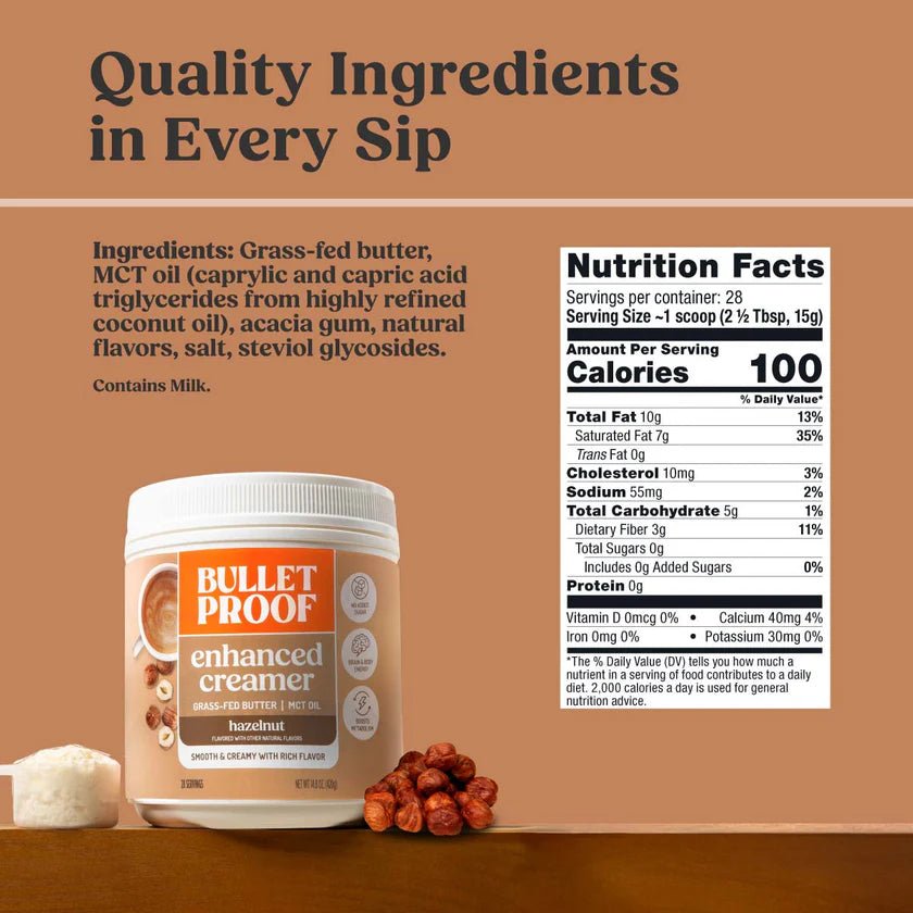 Bulletproof Enhanced Creamer Hazelnut 420g - JING