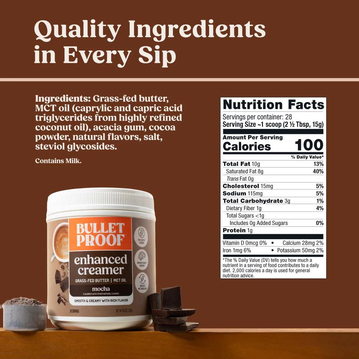 Bulletproof Enhanced Creamer Mocha 420g - JING