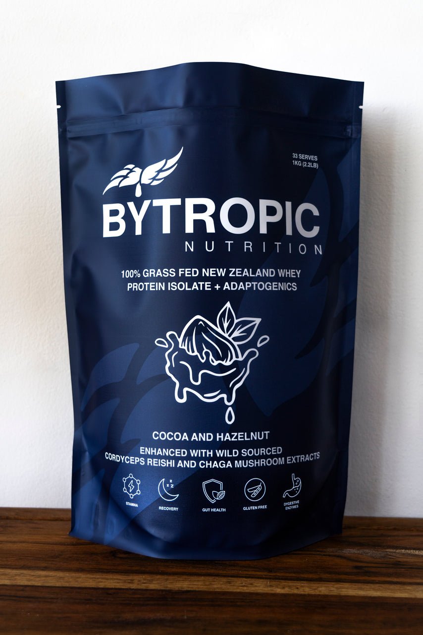 Bytropic Nutrition Whey Protein Isolate + Adaptogens Cacao and Hazelneut 1kg - JING Organics