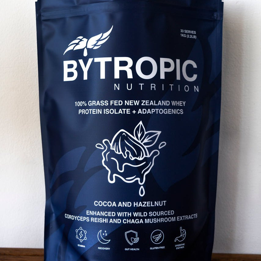 Bytropic Nutrition Whey Protein Isolate + Adaptogens Cacao and Hazelneut 1kg - JING Organics