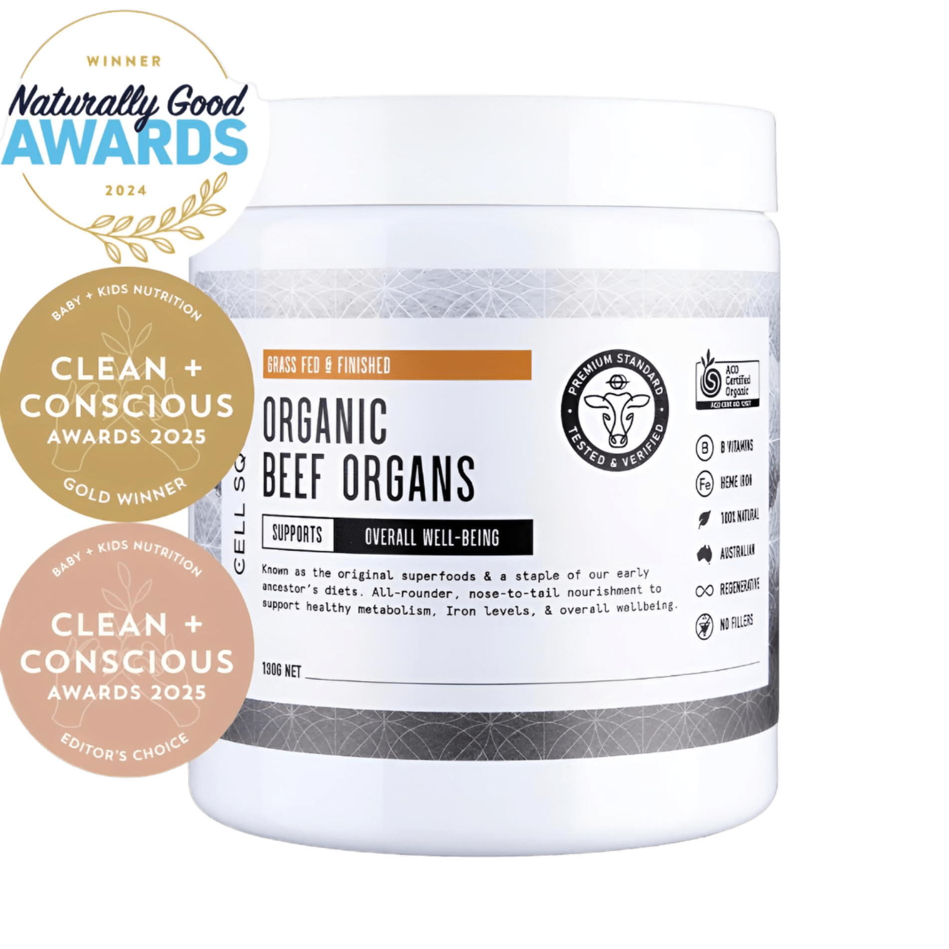 Cell Squared Organic Beef Organs Powder 160g - JING Organics