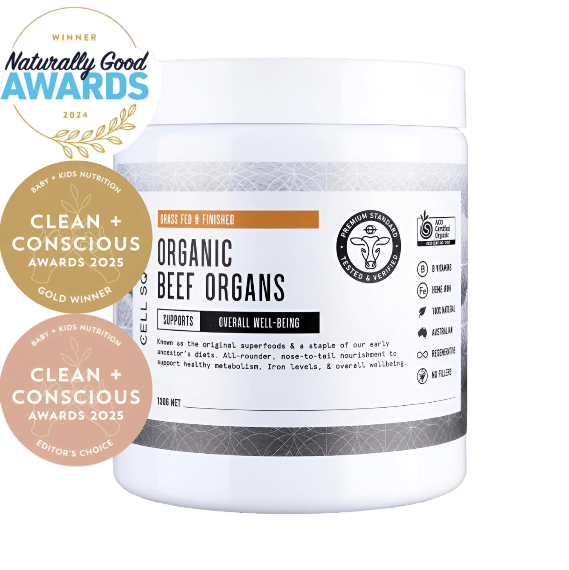 Cell Squared Organic Beef Organs Powder 160g - JING Organics