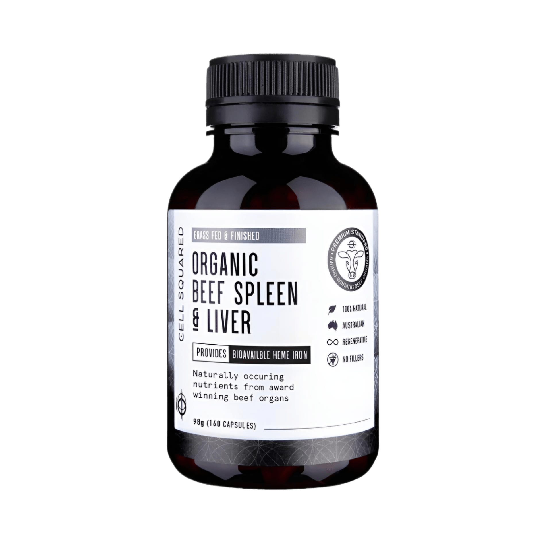 Cell Squared Organic Beef Spleen & Liver 160 Capsules - JING Organics