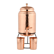 Copper Culture 5L Pure Copper Water Dispenser with 300ml Cups & Stand - JING