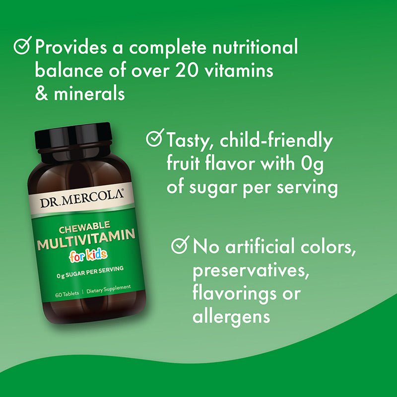 Dr. Mercola Chewable Multivitamin For Kids 60 Capsules - JING Organics