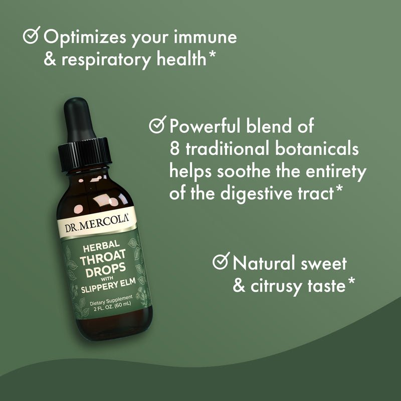 Dr. Mercola Herbal Throat Drops with Slippery Elm 60mL - JING