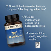 Dr. Mercola Zinc plus Selenium 90 Capsules - JING Organics