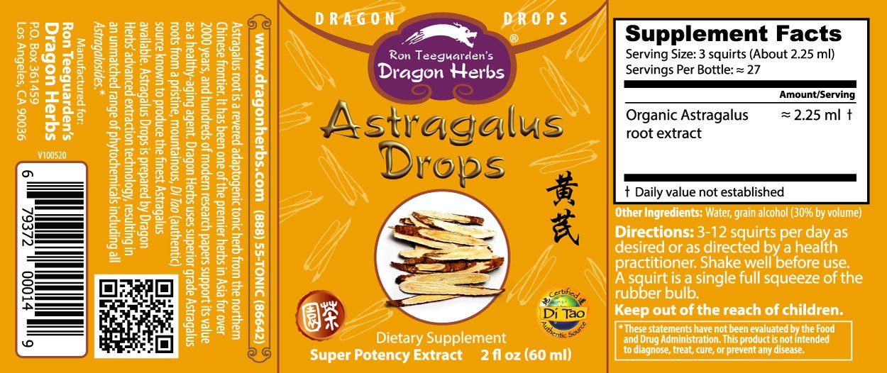 Dragon Herbs Astragalus Drops 60ml - JING Organics