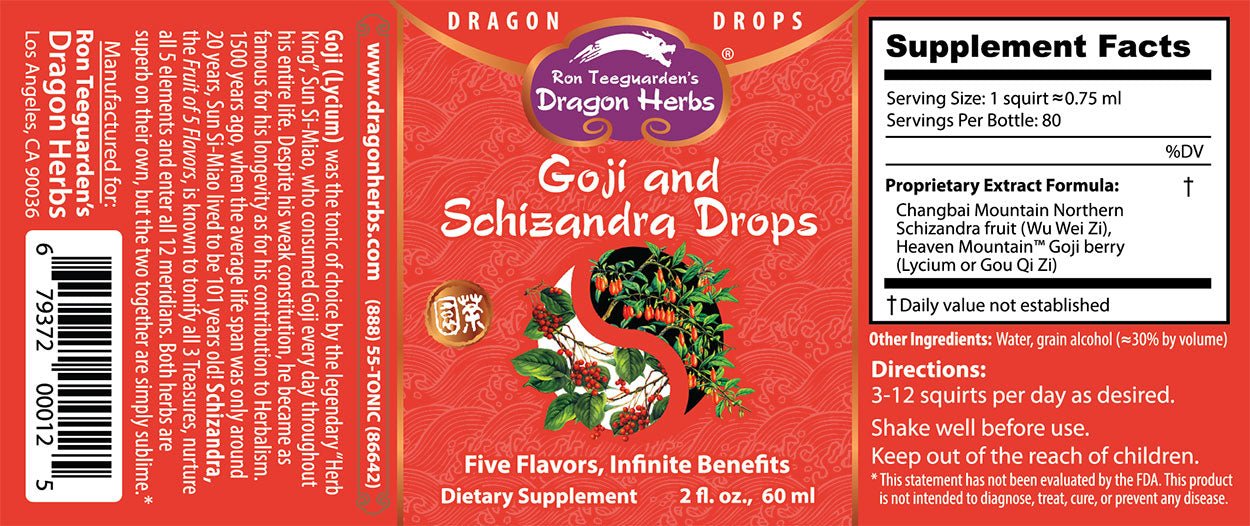 Dragon Herbs Goji and Schizandra Drops 60ml - JING Organics