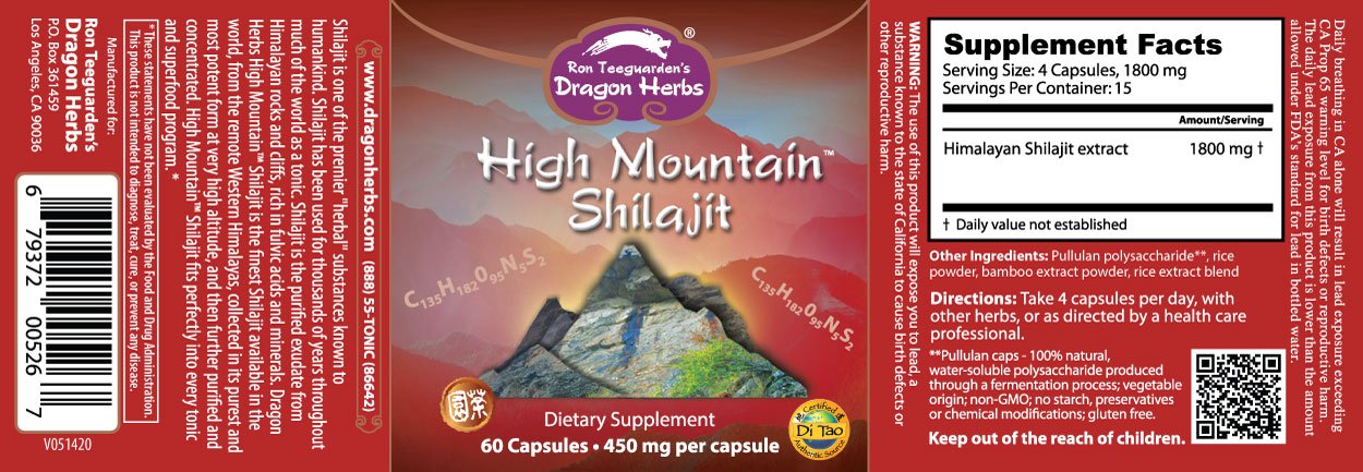 Dragon Herbs High Mountain Shilajit 60 Capsules - JING Organics